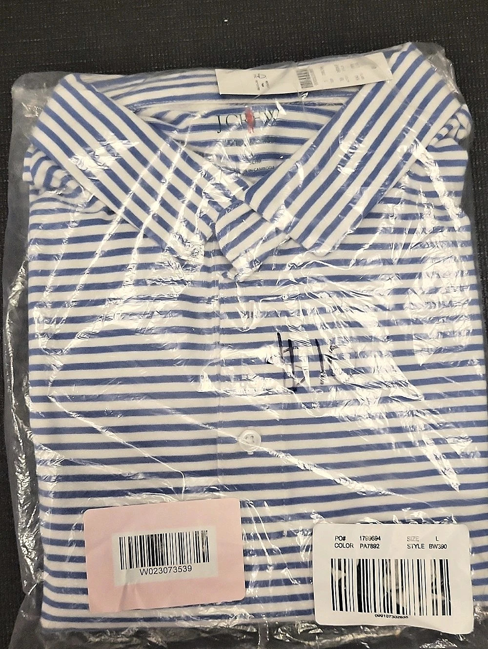 J Crew Striped Cotton Shirt in Blue & White Size LNWT